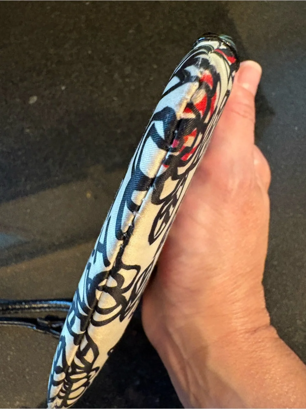 Coach Floral Wristlet in Black, White & Red Trim
